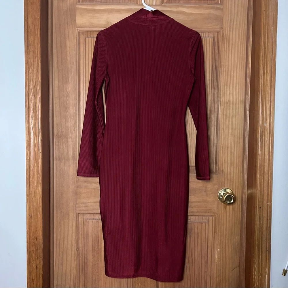 Fashion Nova Red Long Sleeve Burgundy Dress - Picture 2 of 5